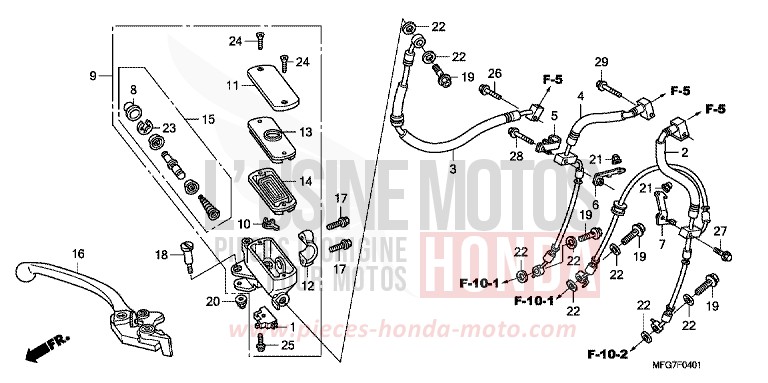 FR. BRAKE MASTER CYLINDER (CB600FA/FA3) for CB600F Hornet ABS PEARL SIENA RED (R320) from 2009